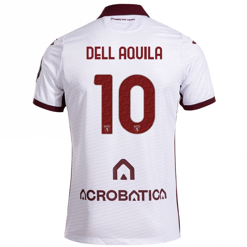 Kids Football Francesco Dell'aquila #10 White Maroon Away Jersey 2024/25 T-Shirt