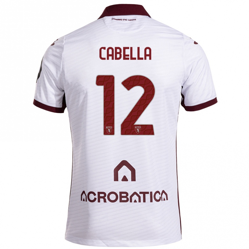 Kids Football Matteo Cabella #12 White Maroon Away Jersey 2024/25 T-Shirt