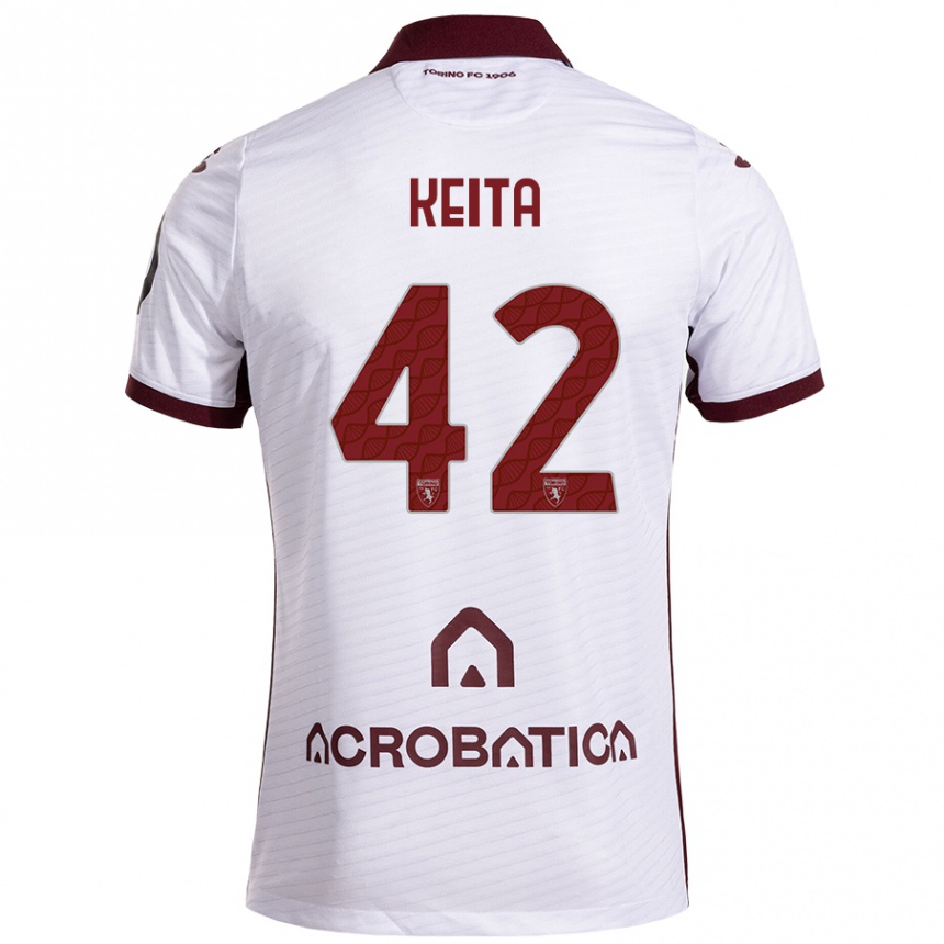 Kids Football Karamoko Keita #42 White Maroon Away Jersey 2024/25 T-Shirt