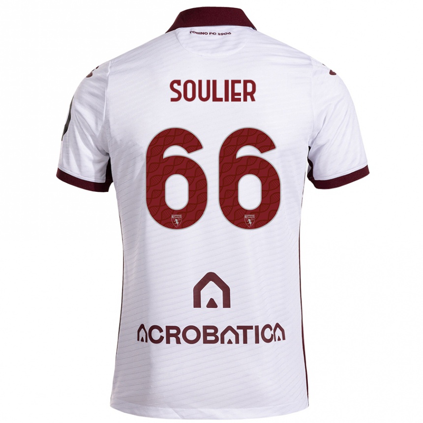 Kids Football Evan Soulier #66 White Maroon Away Jersey 2024/25 T-Shirt