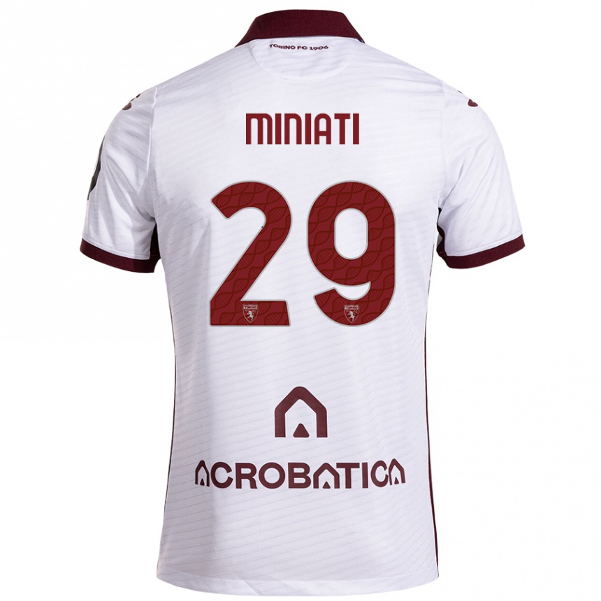 Kids Football Elisa Miniati #29 White Maroon Away Jersey 2024/25 T-Shirt