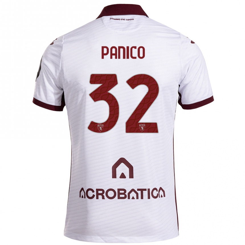 Kids Football Patrizia Panico #32 White Maroon Away Jersey 2024/25 T-Shirt