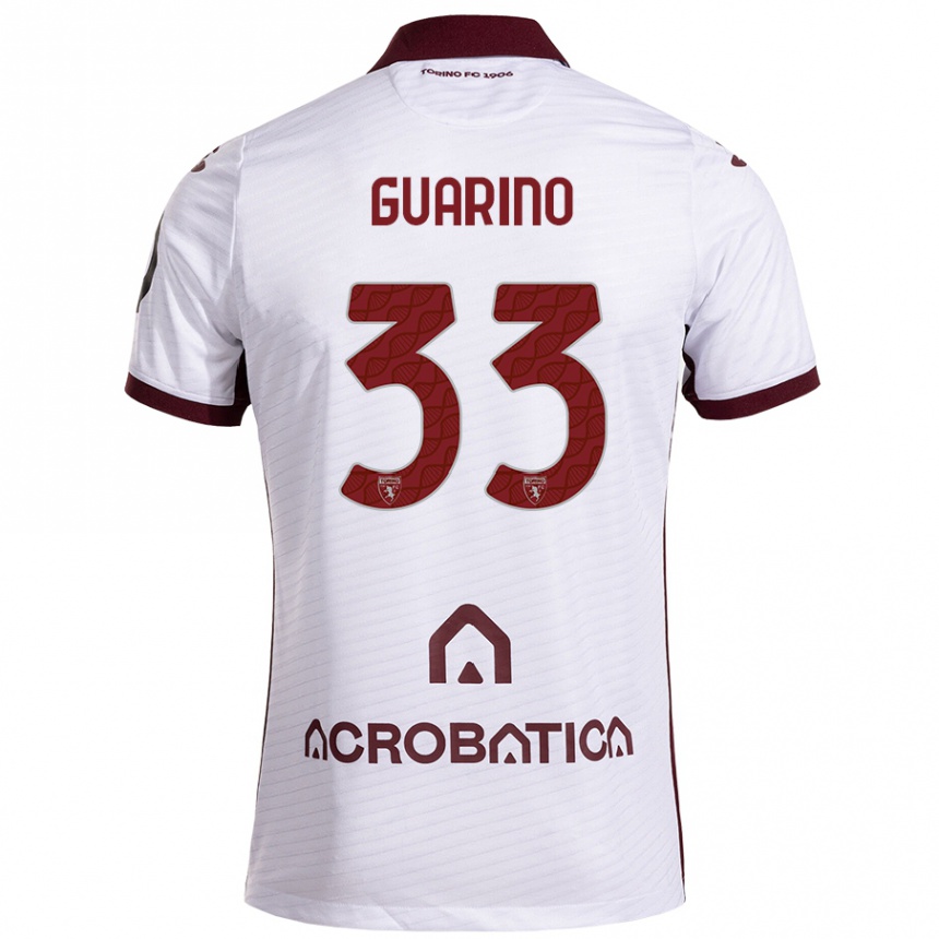 Kids Football Rita Guarino #33 White Maroon Away Jersey 2024/25 T-Shirt