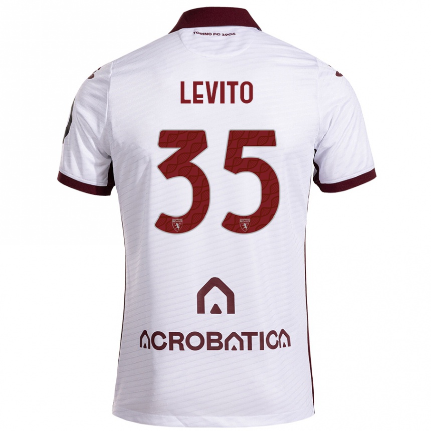 Kids Football Isabeau Levito #35 White Maroon Away Jersey 2024/25 T-Shirt