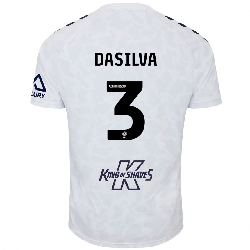 Kids Football Jay Dasilva #3 White Away Jersey 2024/25 T-Shirt