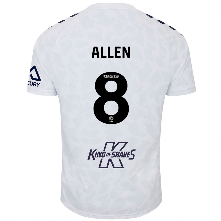 Kids Football Jamie Allen #8 White Away Jersey 2024/25 T-Shirt