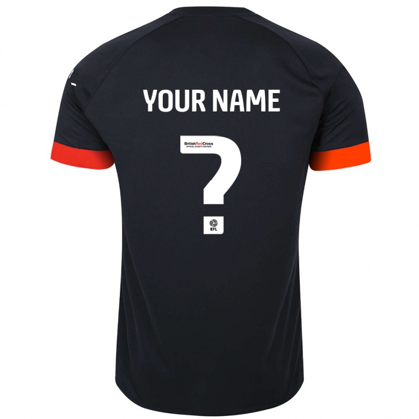 Kids Football Your Name #0 Black Orange Away Jersey 2024/25 T-Shirt