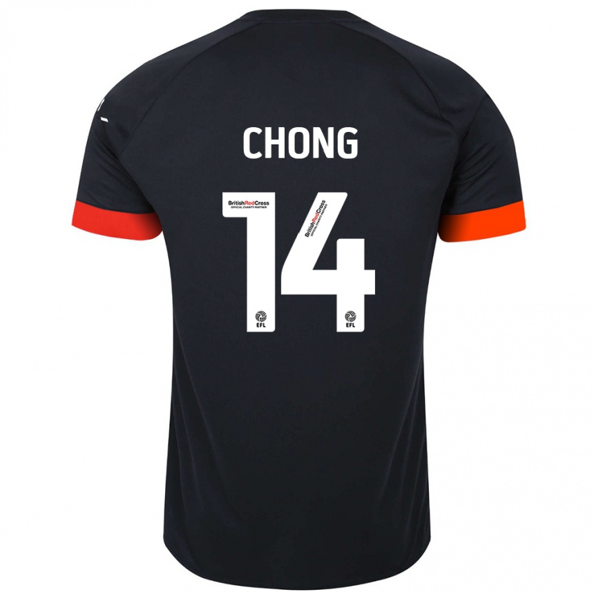 Kids Football Tahith Chong #14 Black Orange Away Jersey 2024/25 T-Shirt