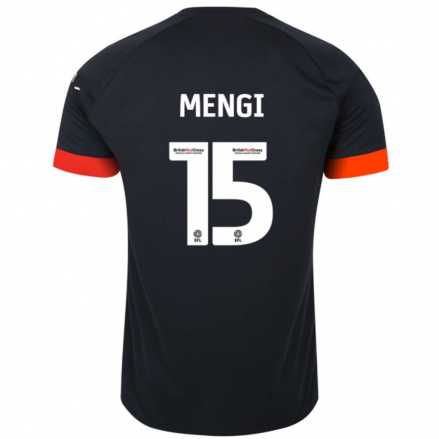 Kids Football Teden Mengi #15 Black Orange Away Jersey 2024/25 T-Shirt