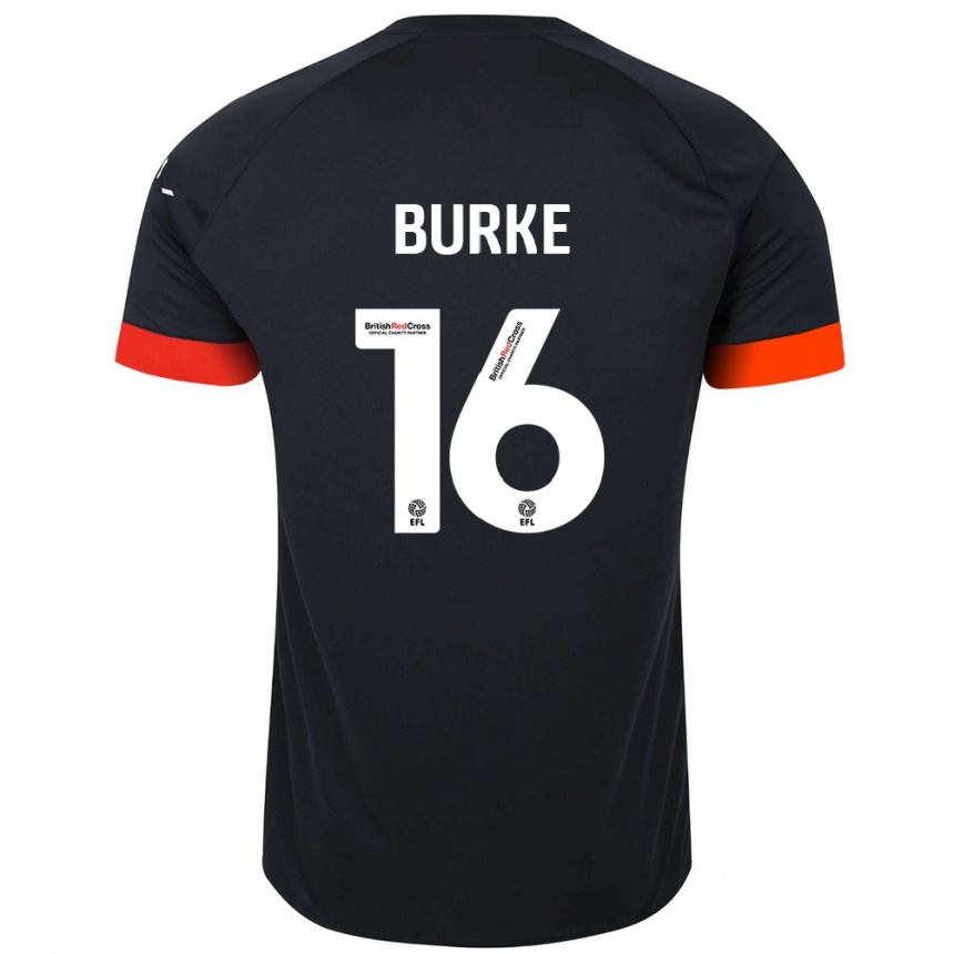 Kids Football Reece Burke #16 Black Orange Away Jersey 2024/25 T-Shirt