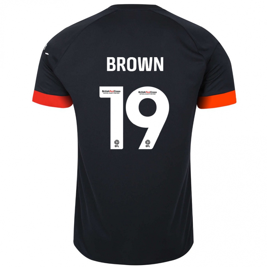 Kids Football Jacob Brown #19 Black Orange Away Jersey 2024/25 T-Shirt