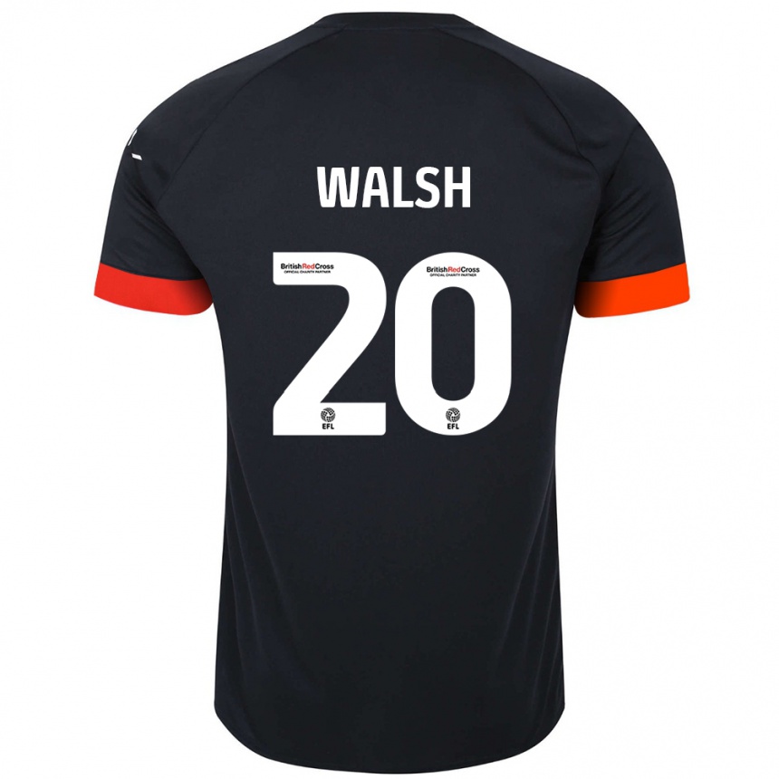 Kids Football Liam Walsh #20 Black Orange Away Jersey 2024/25 T-Shirt