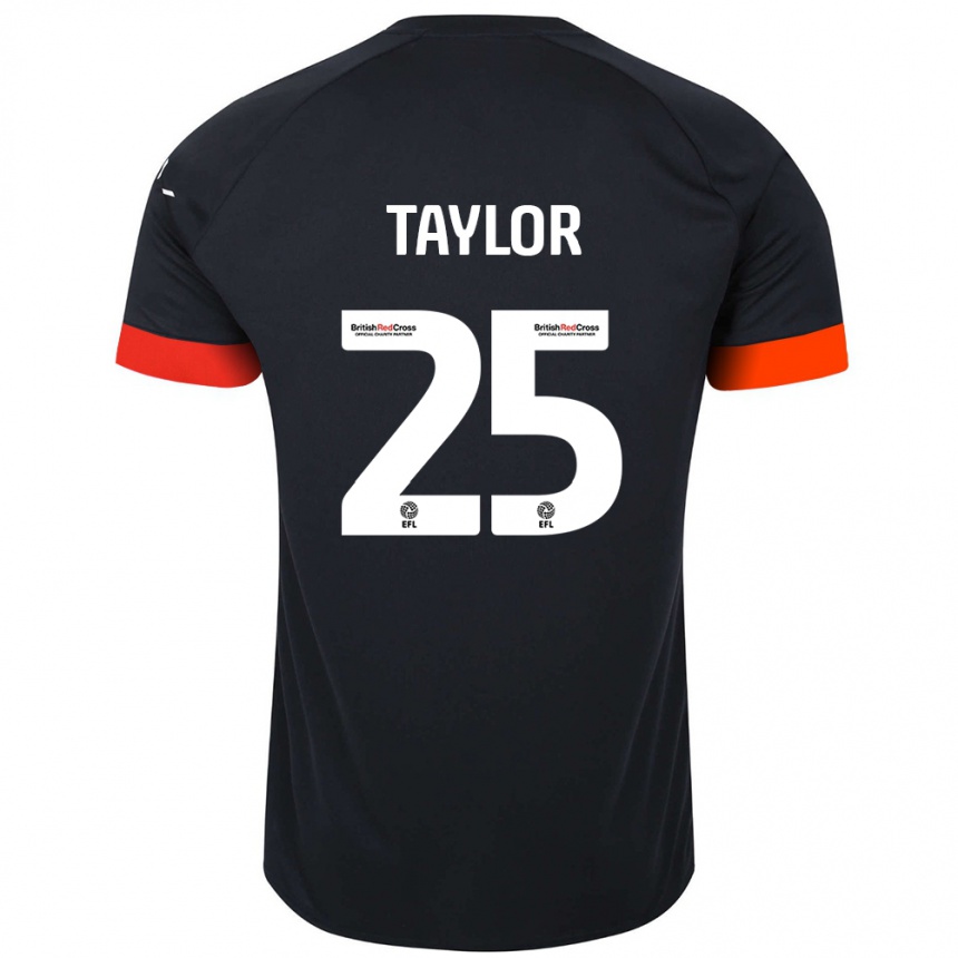 Kids Football Joe Taylor #25 Black Orange Away Jersey 2024/25 T-Shirt