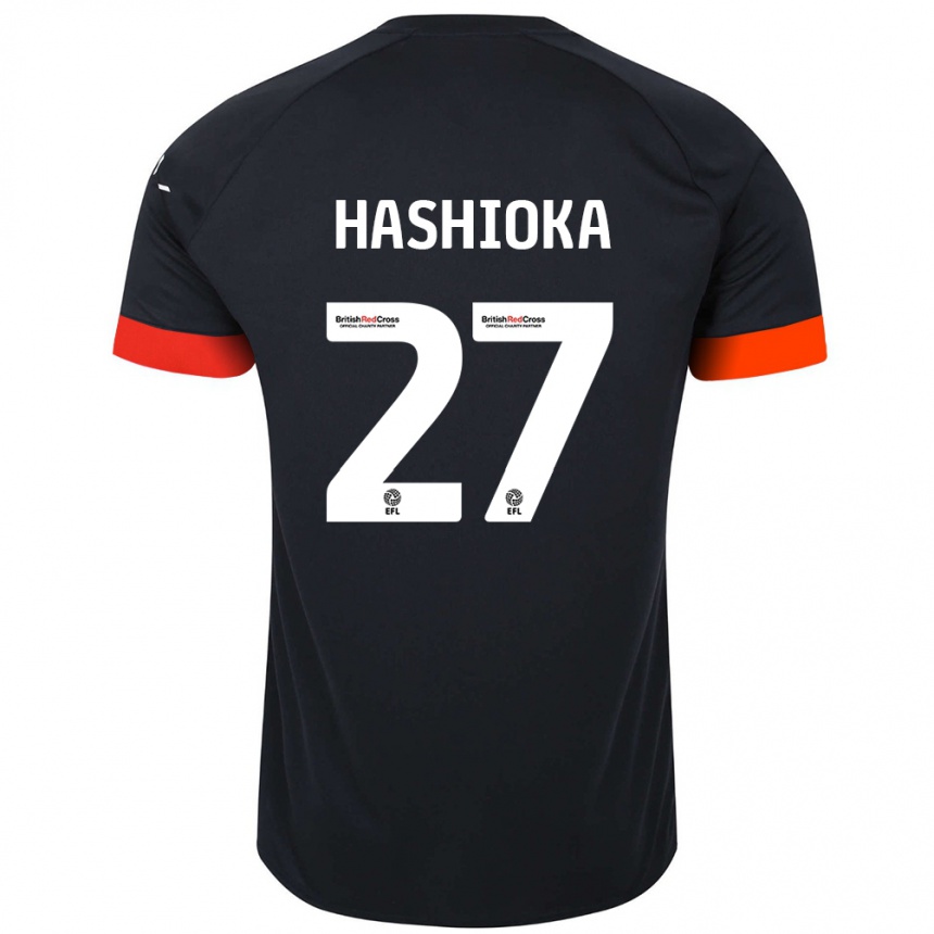 Kids Football Daiki Hashioka #27 Black Orange Away Jersey 2024/25 T-Shirt