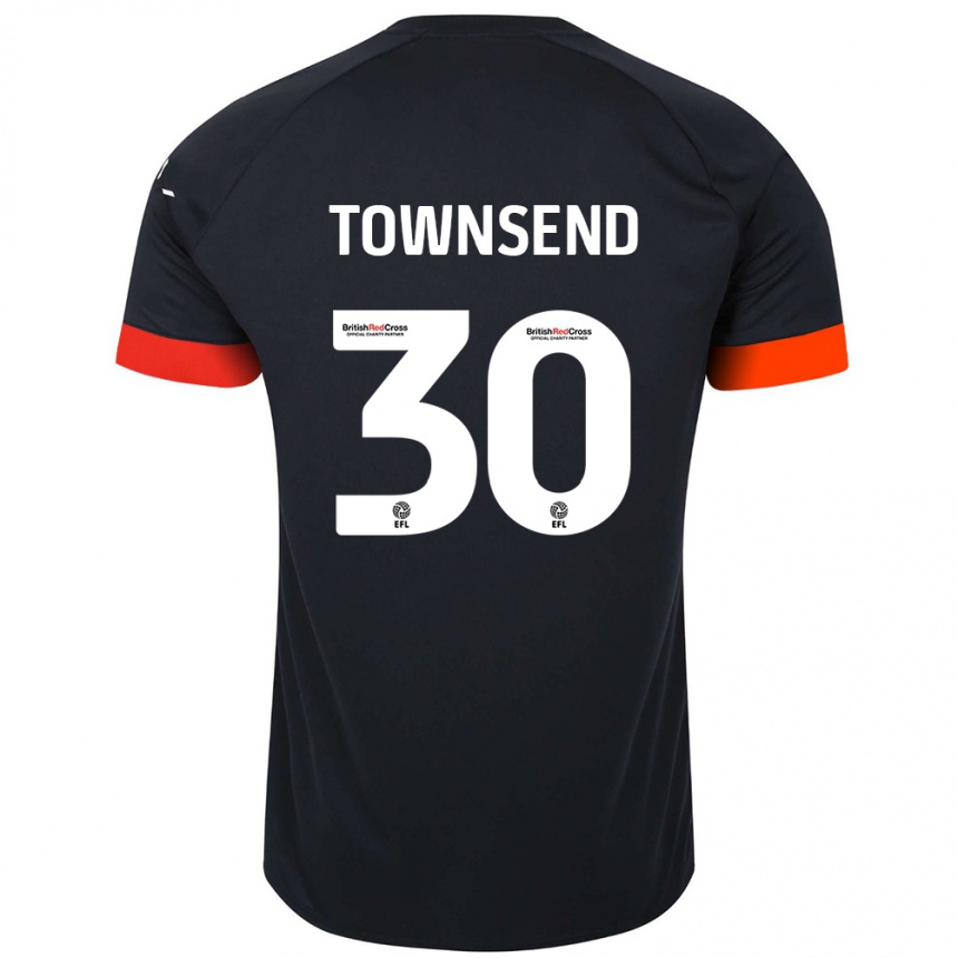 Kids Football Andros Townsend #30 Black Orange Away Jersey 2024/25 T-Shirt