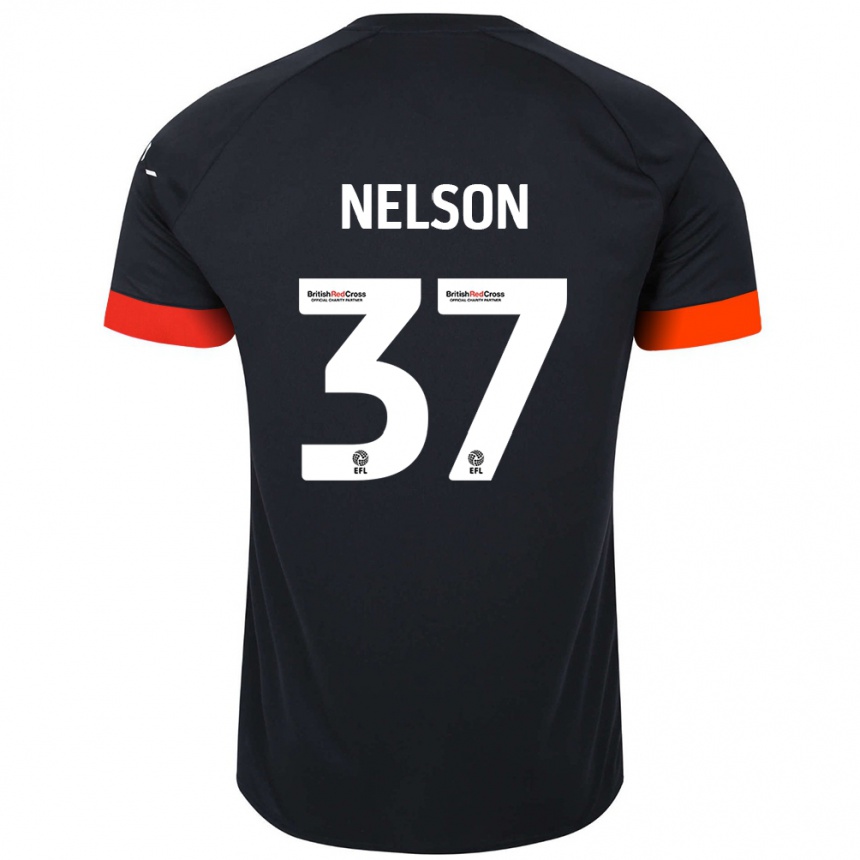 Kids Football Zack Nelson #37 Black Orange Away Jersey 2024/25 T-Shirt