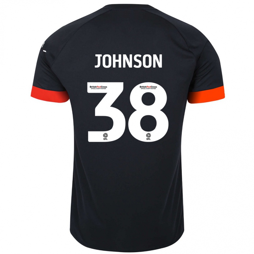 Kids Football Joe Johnson #38 Black Orange Away Jersey 2024/25 T-Shirt