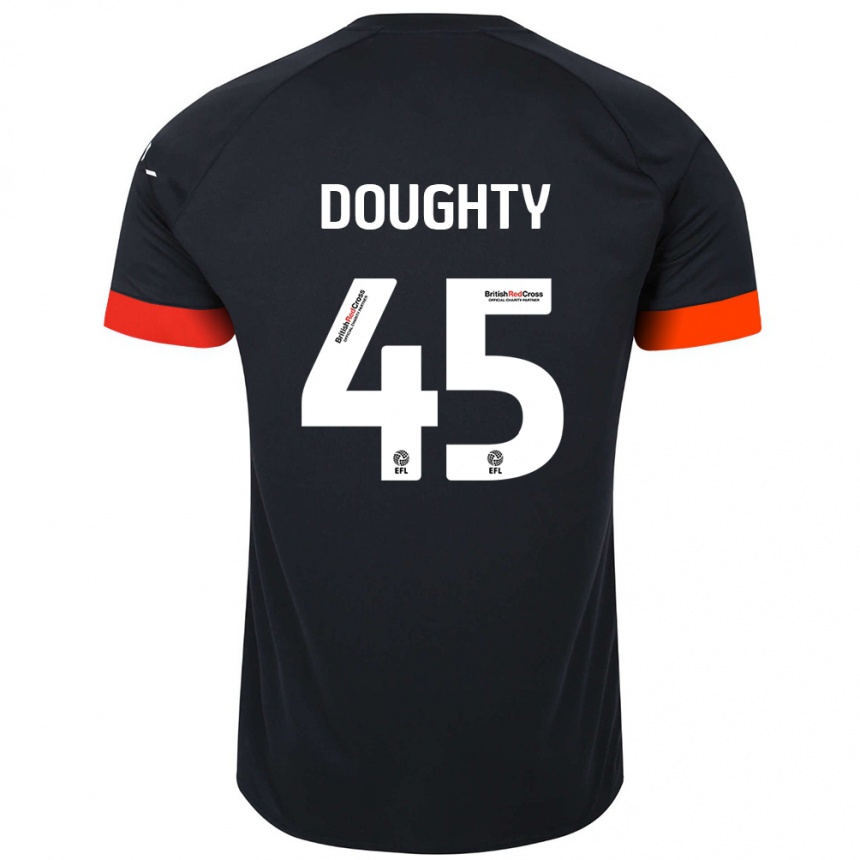 Kids Football Alfie Doughty #45 Black Orange Away Jersey 2024/25 T-Shirt