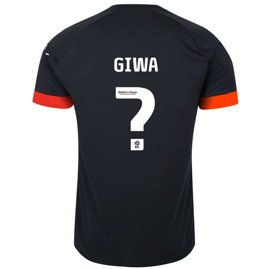 Kids Football Tyrell Giwa #0 Black Orange Away Jersey 2024/25 T-Shirt