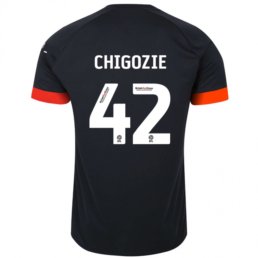 Kids Football Christian Chigozie #42 Black Orange Away Jersey 2024/25 T-Shirt