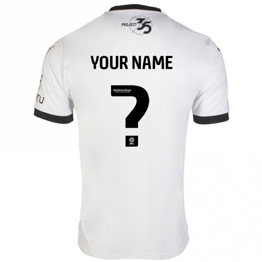 Kids Football Your Name #0 White Black Away Jersey 2024/25 T-Shirt