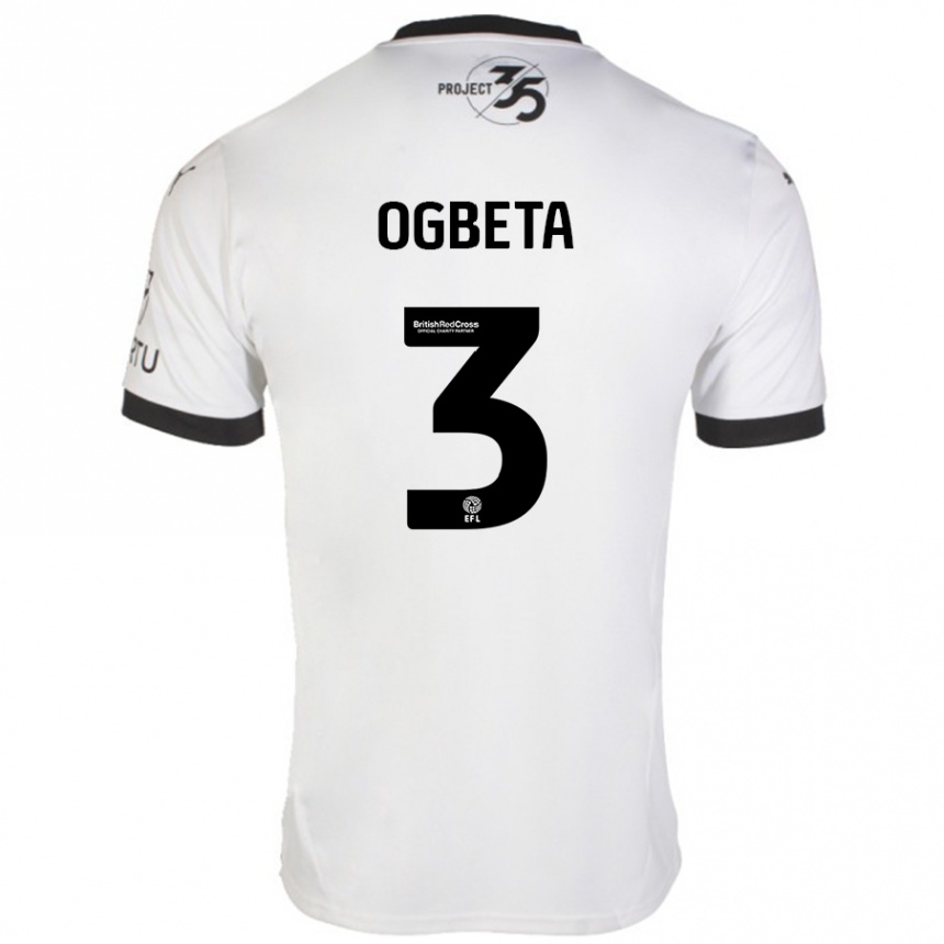 Kids Football Nathanael Ogbeta #3 White Black Away Jersey 2024/25 T-Shirt