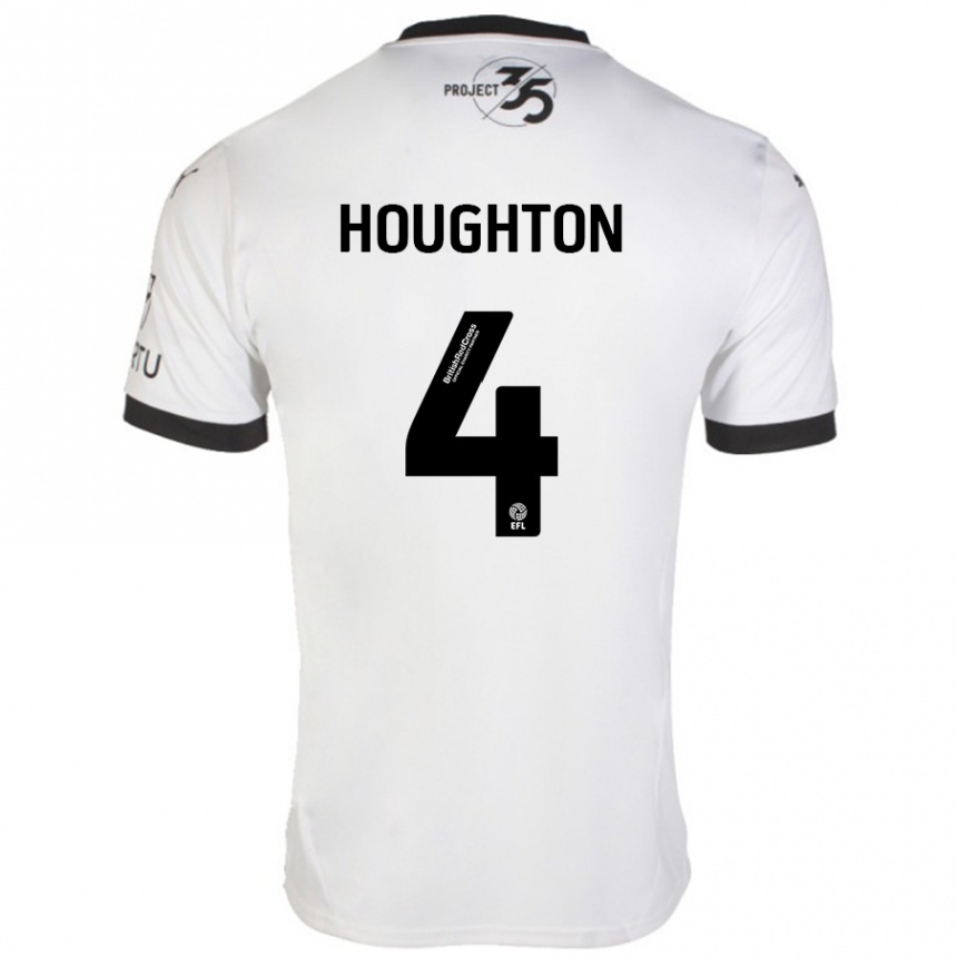 Kids Football Jordan Houghton #4 White Black Away Jersey 2024/25 T-Shirt