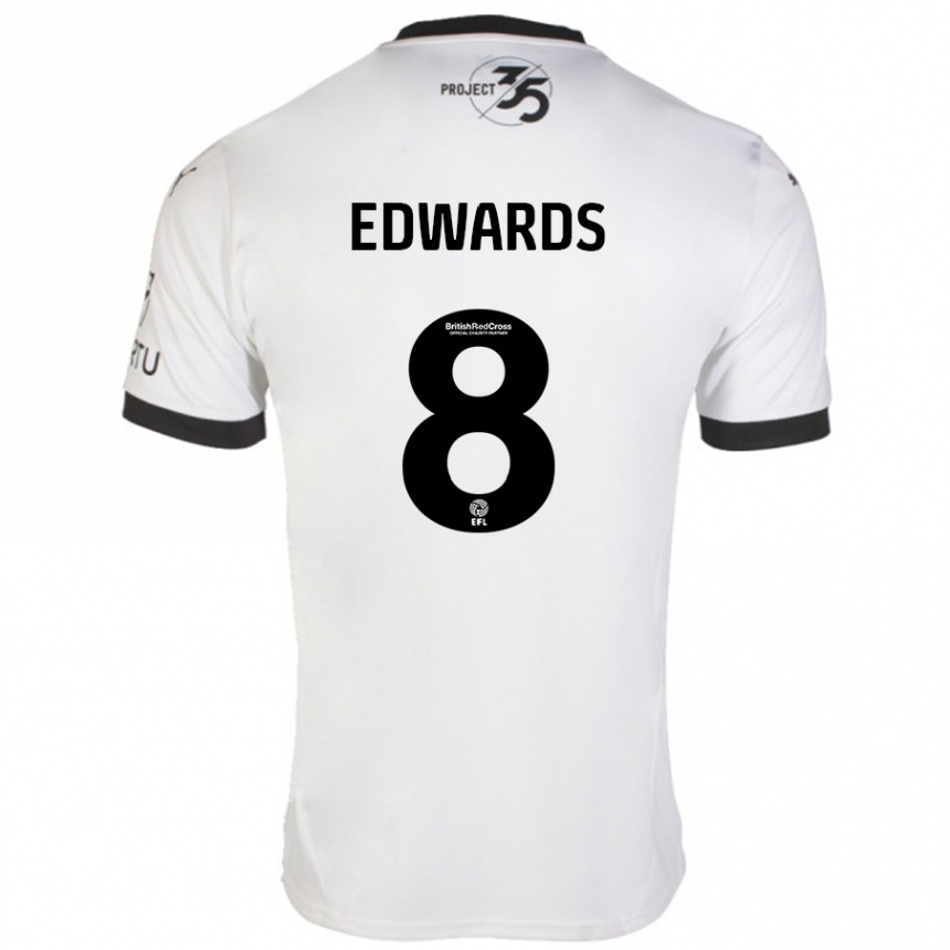 Kids Football Joe Edwards #8 White Black Away Jersey 2024/25 T-Shirt