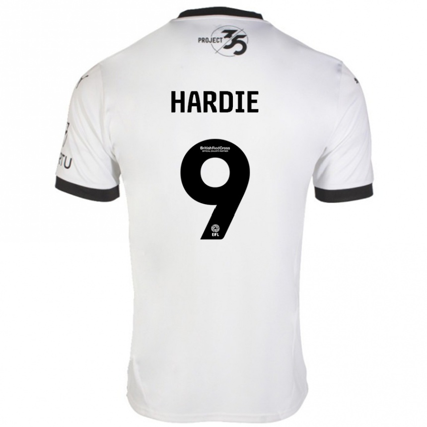 Kids Football Ryan Hardie #9 White Black Away Jersey 2024/25 T-Shirt