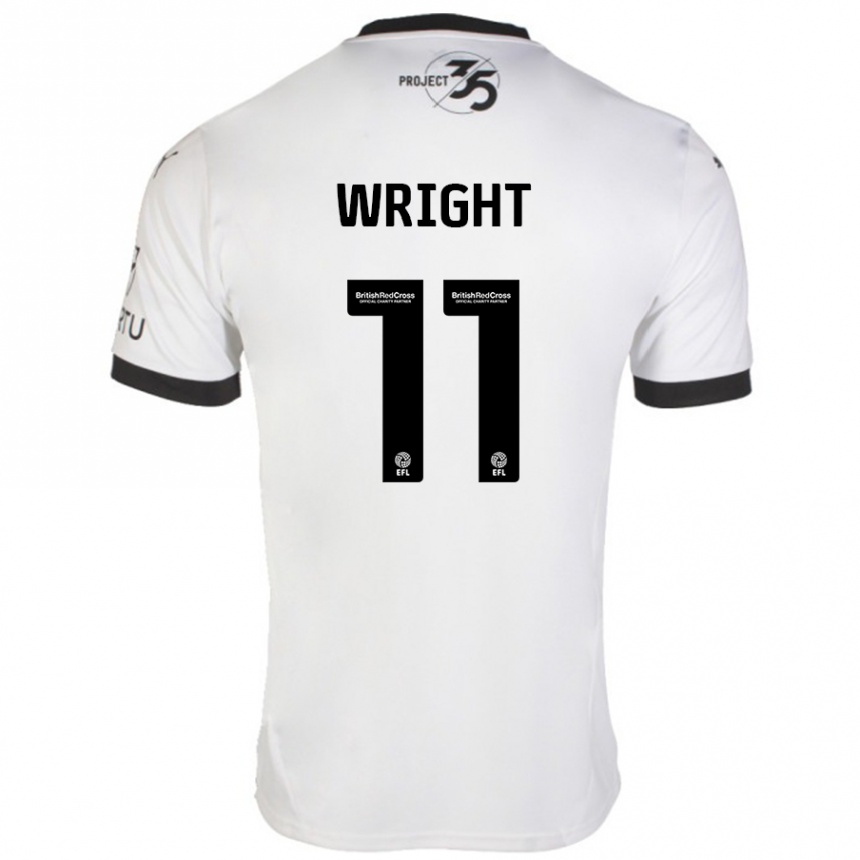 Kids Football Callum Wright #11 White Black Away Jersey 2024/25 T-Shirt