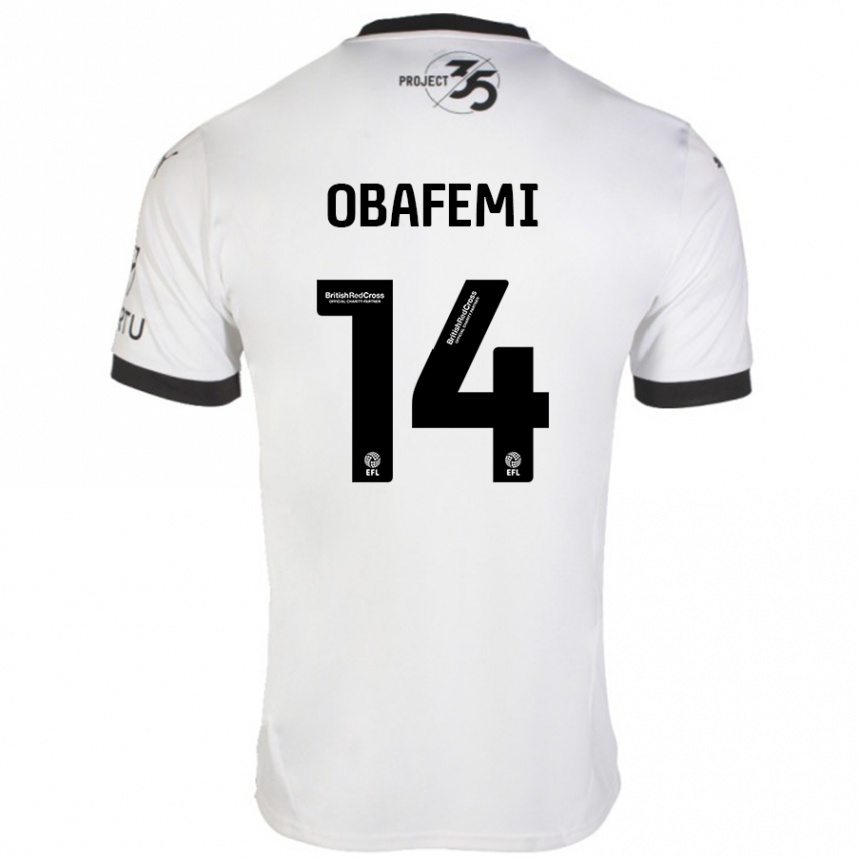 Kids Football Michael Obafemi #14 White Black Away Jersey 2024/25 T-Shirt