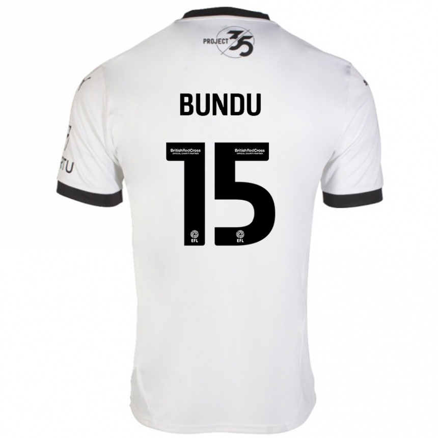 Kids Football Mustapha Bundu #15 White Black Away Jersey 2024/25 T-Shirt