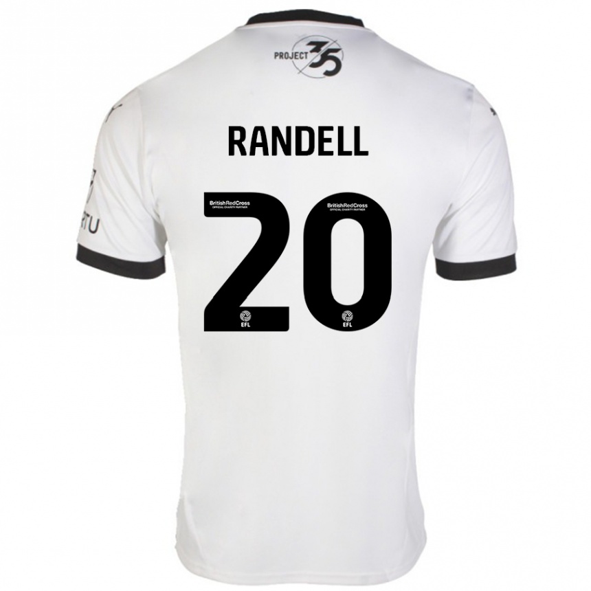 Kids Football Adam Randell #20 White Black Away Jersey 2024/25 T-Shirt