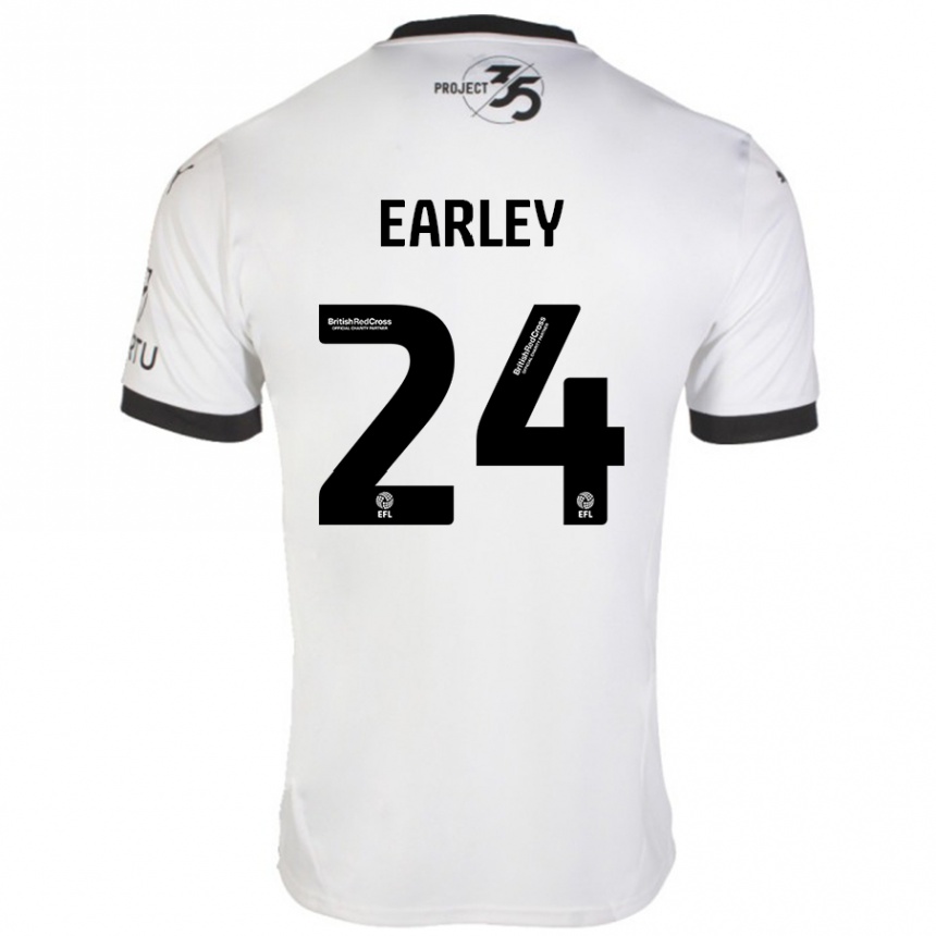 Kids Football Saxon Earley #24 White Black Away Jersey 2024/25 T-Shirt