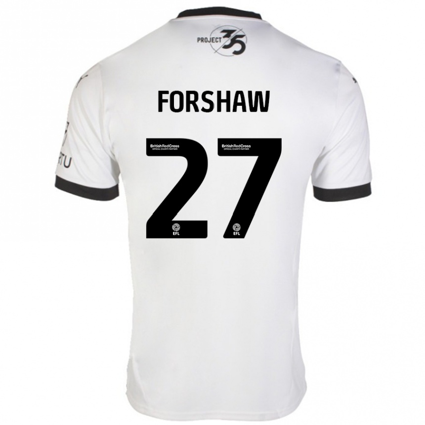 Kids Football Adam Forshaw #27 White Black Away Jersey 2024/25 T-Shirt