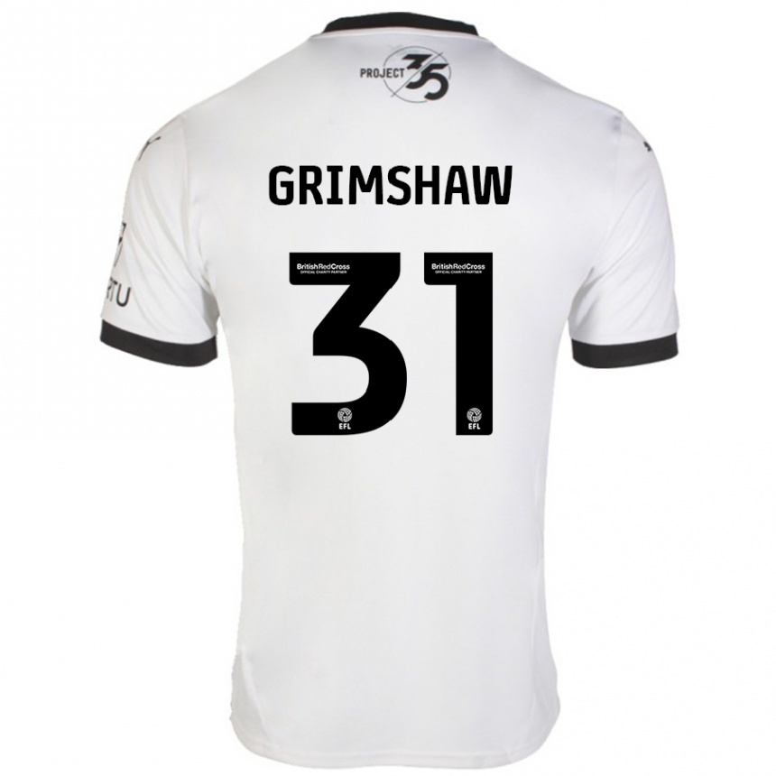 Kids Football Daniel Grimshaw #31 White Black Away Jersey 2024/25 T-Shirt