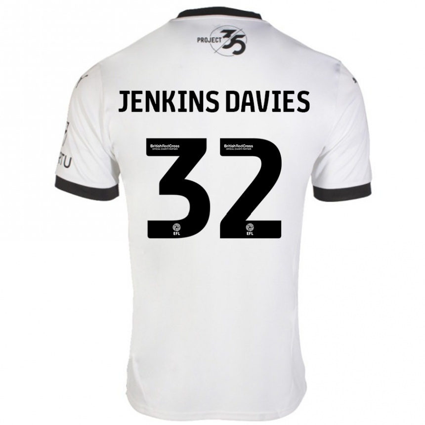 Kids Football Will Jenkins-Davies #32 White Black Away Jersey 2024/25 T-Shirt