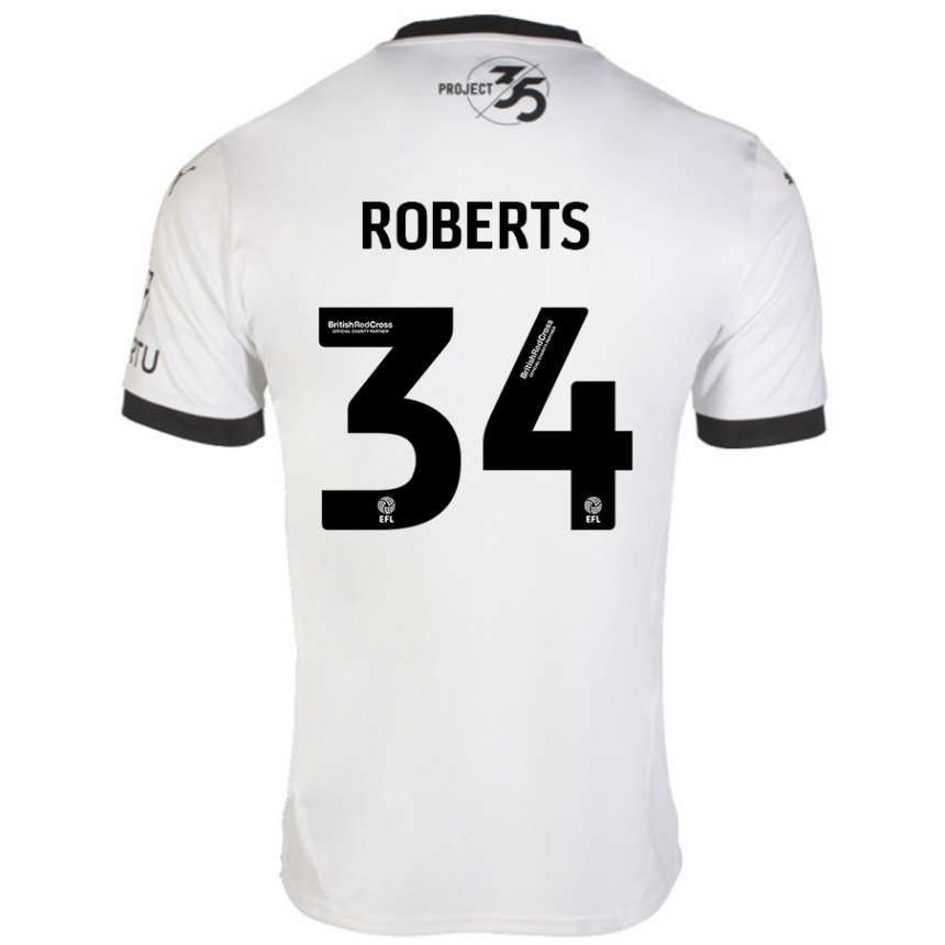 Kids Football Caleb Roberts #34 White Black Away Jersey 2024/25 T-Shirt