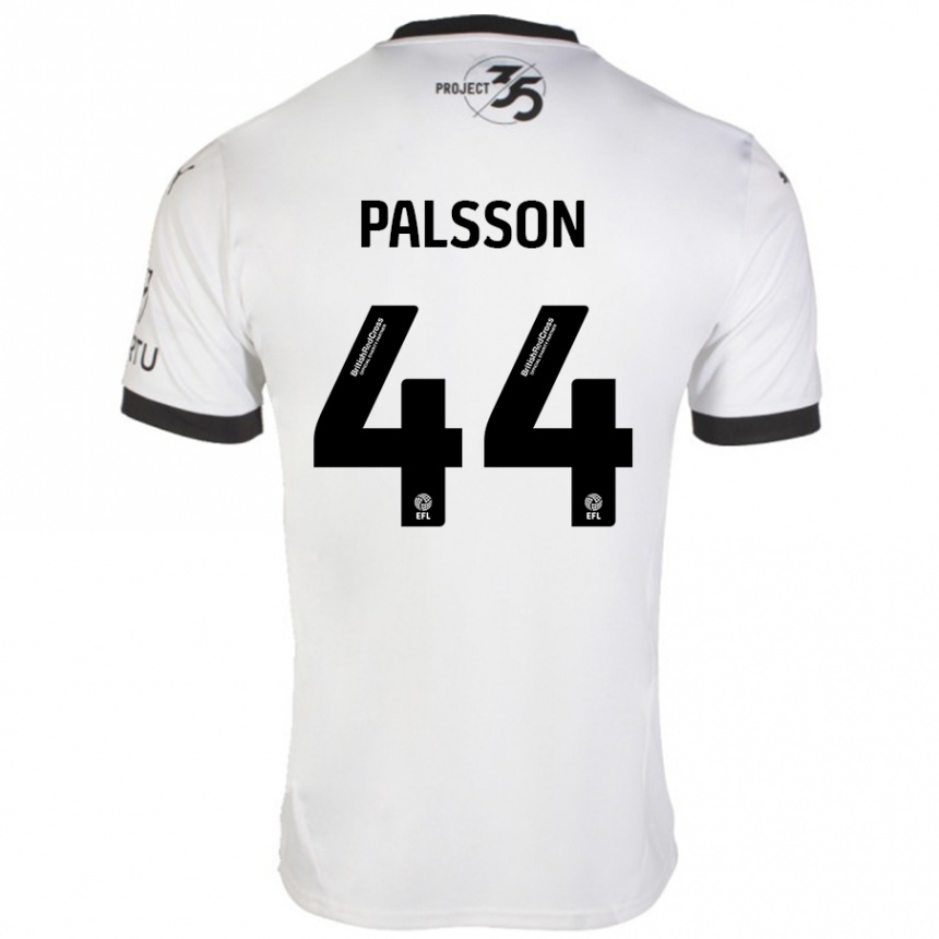 Kids Football Victor Pálsson #44 White Black Away Jersey 2024/25 T-Shirt