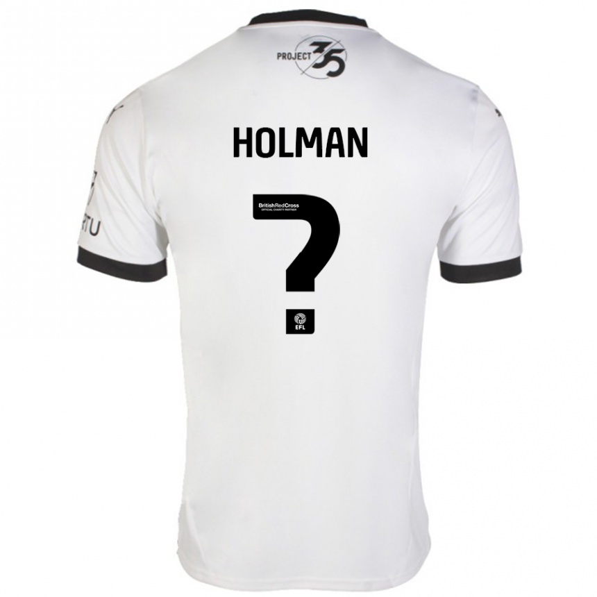 Kids Football Daniel Holman #0 White Black Away Jersey 2024/25 T-Shirt