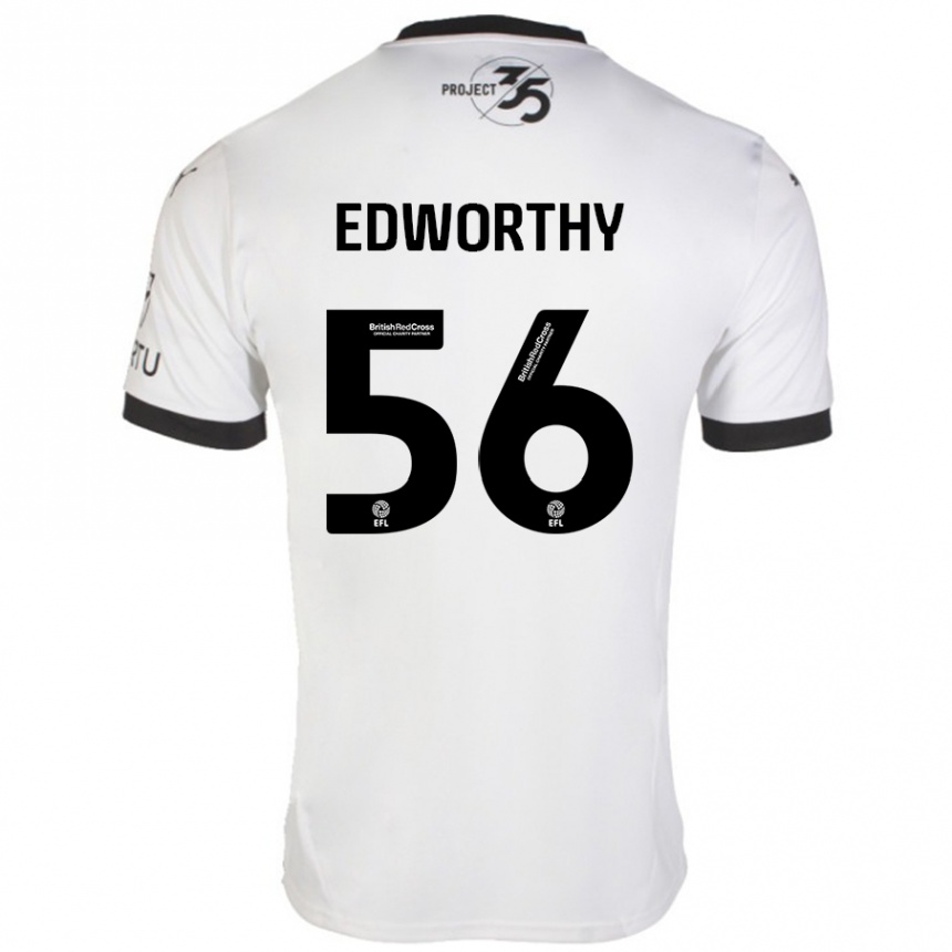 Kids Football Kieran Edworthy #56 White Black Away Jersey 2024/25 T-Shirt