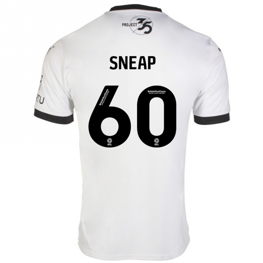 Kids Football Harley Sneap #60 White Black Away Jersey 2024/25 T-Shirt