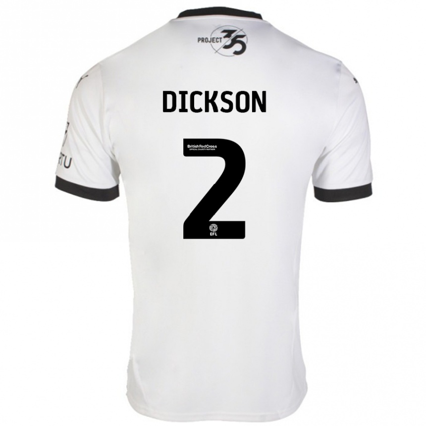 Kids Football Katie Dickson #2 White Black Away Jersey 2024/25 T-Shirt