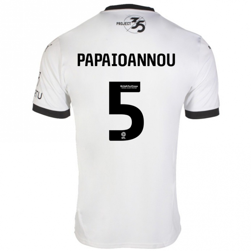 Kids Football Panagiota Papaioannou #5 White Black Away Jersey 2024/25 T-Shirt