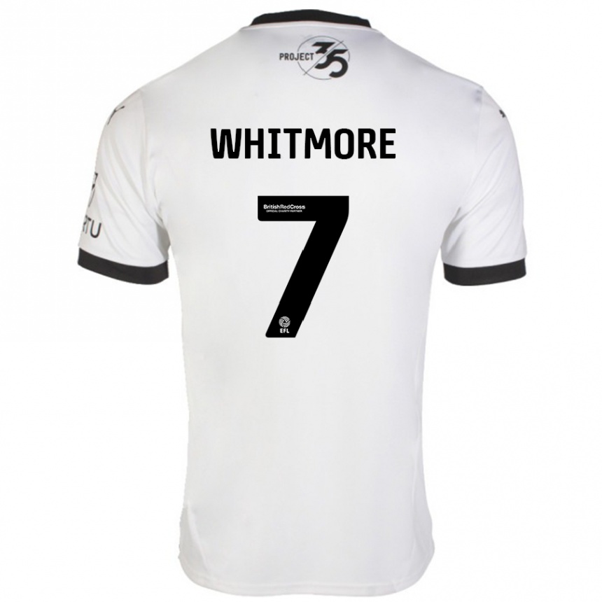 Kids Football Charlotte Whitmore #7 White Black Away Jersey 2024/25 T-Shirt