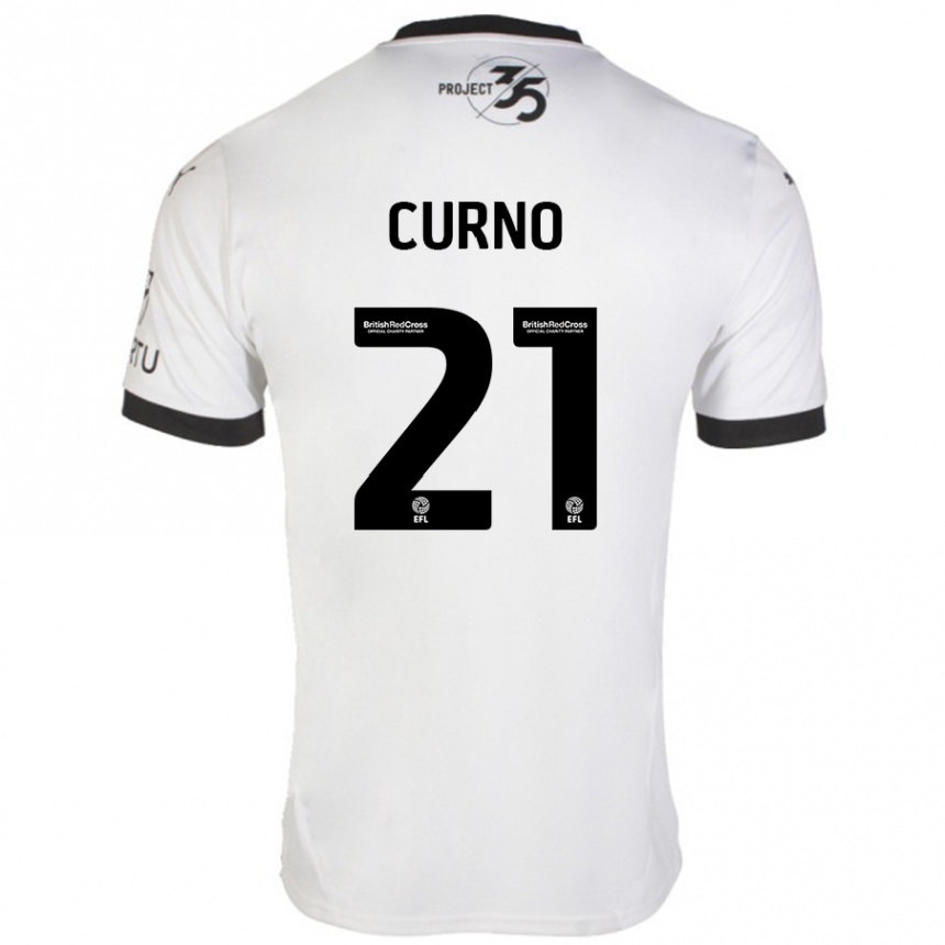 Kids Football Maddi Curno #21 White Black Away Jersey 2024/25 T-Shirt