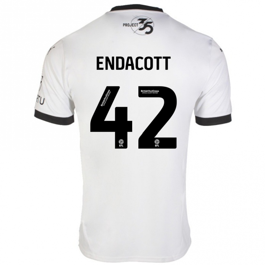 Kids Football Jack Endacott #42 White Black Away Jersey 2024/25 T-Shirt