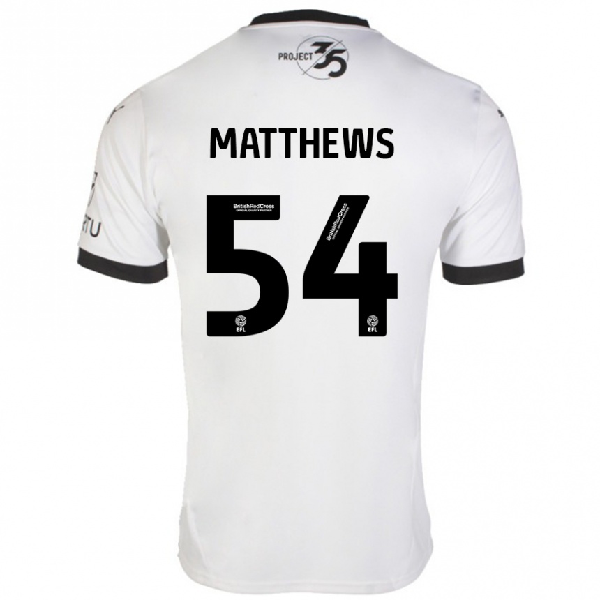 Kids Football Jack Matthews #54 White Black Away Jersey 2024/25 T-Shirt