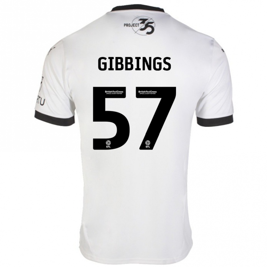 Kids Football Cole Gibbings #57 White Black Away Jersey 2024/25 T-Shirt