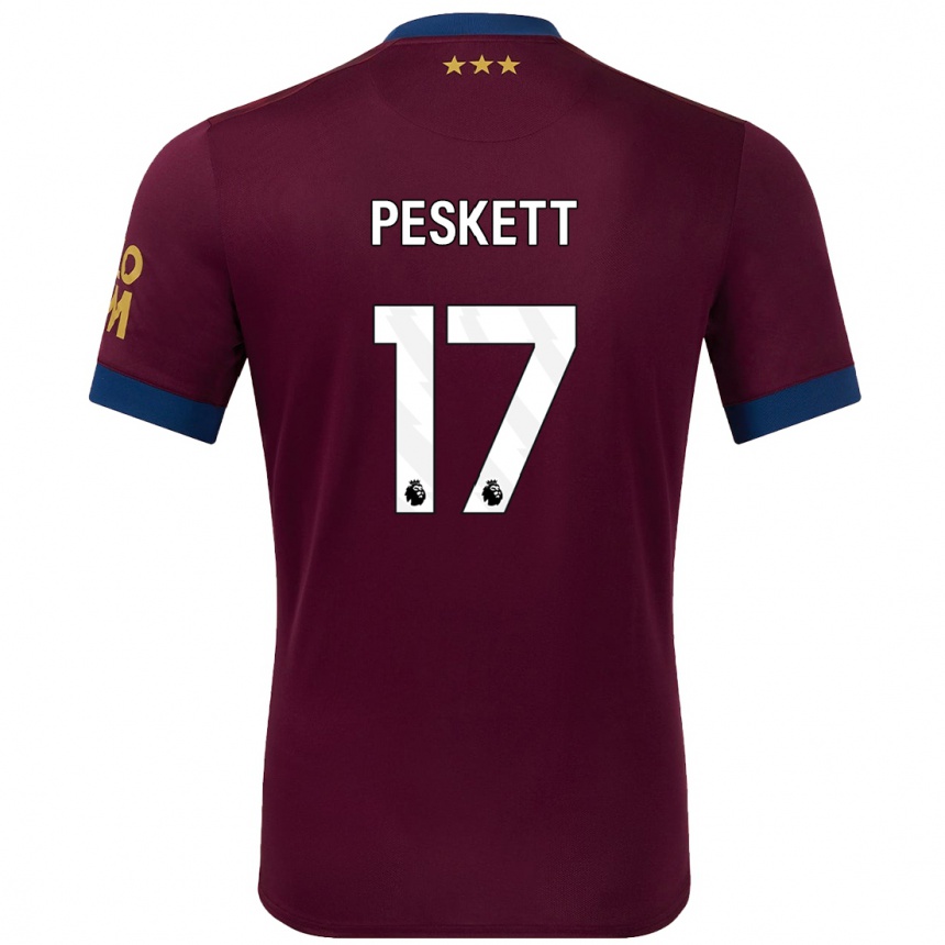 Kids Football Sophie Peskett #17 Brown Away Jersey 2024/25 T-Shirt